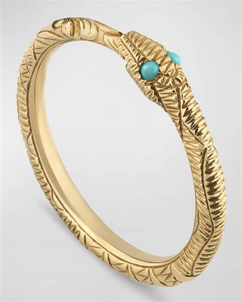 Gucci 18k Ouroboros Snake Ring with Turquoise